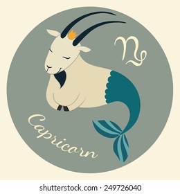 Cute zodiac signs icon. Hand-drawn style. Capricorn
