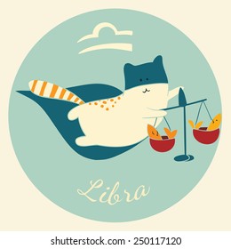 Cute zodiac signs icon. Hand-drawn style. Libra