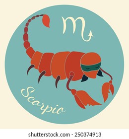 Cute zodiac signs icon. Hand-drawn style. Scorpio