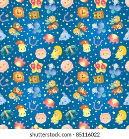 cute zodiac symbols seamless pattern