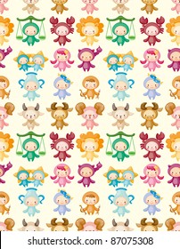 cute zodiac symbols seamless pattern