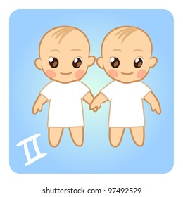 Cute zodiac vector icons - gemini