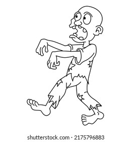 Cute zombie cartoon coloring page illustration vector. For kids coloring book.