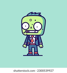 Cute Zombie cartoon helloween monster character scarecrow illustration