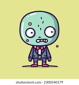 Cute Zombie cartoon helloween monster character scarecrow illustration