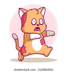 Cute Zombie Cat Cartoon Illustration