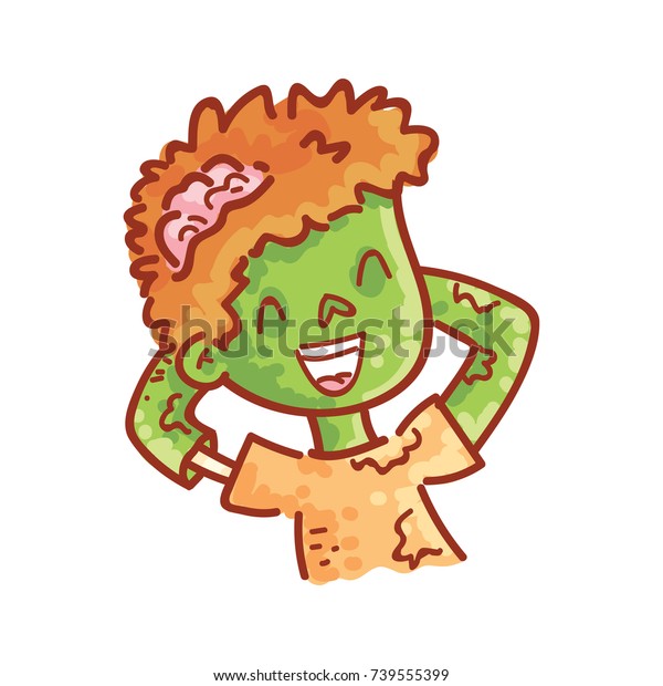 Cute Zombie Character Happy No Worries Stock Vector Royalty Free