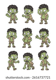 Cute Zombie Doodle Style Illustration