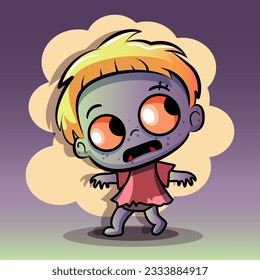 Cute zombie halloween character. Vector illustration.