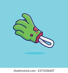 Cute zombi mano caricatura ilustración vectorial halloween concepto de vacaciones aislado