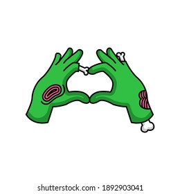 Cute zombie hand with love sign Valentine's Day