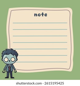 Cute zombie memo note design