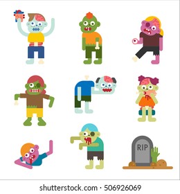 cute zombie monster vector illustration flat design