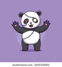 Ilustração do vetor da estação Zombie Panda Halloween bonito