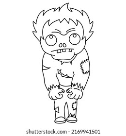 Cute zombie set cartoon coloring page illustration vector. For kids coloring book.