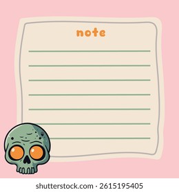 Cute Zombie Skull Note on a Pink Background