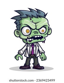 Cute zombie vector design, zombie halloween vector illustration with cartoon style, white background