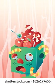 Cute zombies character halloween background. halloween poster without word.