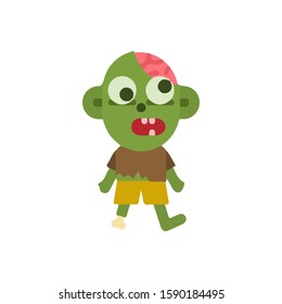 Cute zombies isolated on white background. Zombie in cartoon style. Vector illustration