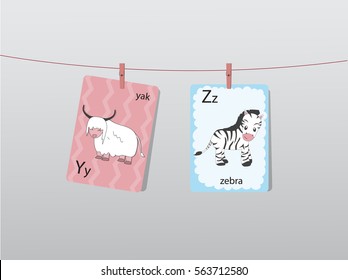 Cute zoo alphabet with funny animals
