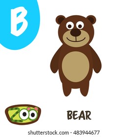 Cute zoo alphabet in vector. B for Bear