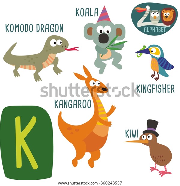 Cute Zoo Alphabet Vector K Letter Stock Vector (Royalty Free) 360243557