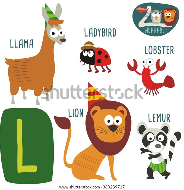 Cute Zoo Alphabet Vector L Letter Stock Vector (Royalty Free) 360239717 ...