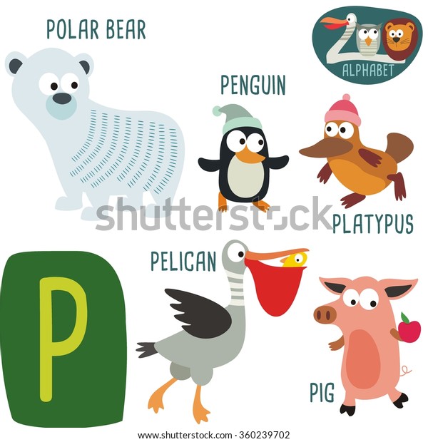 Cute Zoo Alphabet Vector P Letter Stock Vector Royalty Free