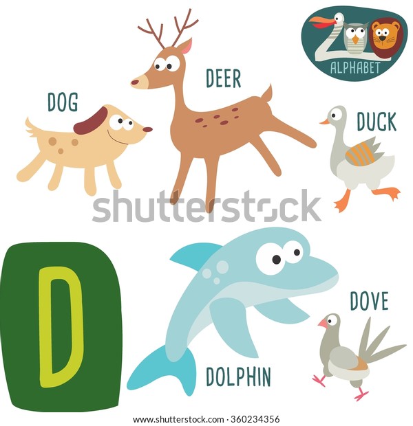 Cute Zoo Alphabet Vectord Letter Funny Stock Vector (Royalty Free ...
