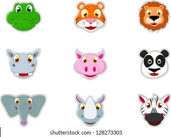 Cute Zoo Animal Cartoon Set