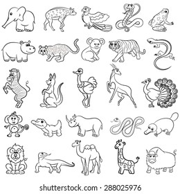 Cute Zoo Animals Collection Vector Illustration Stock Vector (Royalty Free)  288025976 | Shutterstock