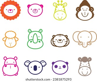 Cute Zoo Animals icon set.eps