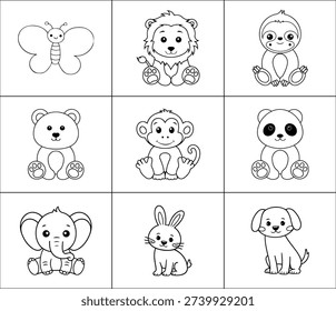 Cute Zoo and Farm Animals Coloring Page Design
