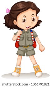 A Cute Zoo Keeper on White Background illustration