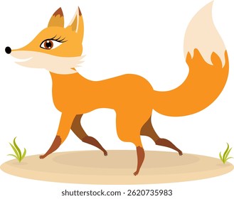 Cute zoo. Vector animals. The cute little fox is running. Vector collection of animals. Isolated 
