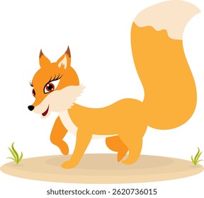 Cute zoo. Vector animals. Cute red fox. Vector collection of animals. Isolated