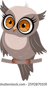 Cute zoo. Vector birds. Cute owl. Vector animals collection. Children's flat vector illustrations.