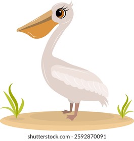 Cute zoo. Vector birds. Cute pelican. Vector animals collection. Children's flat vector illustrations.