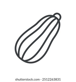 Cute zucchini icon. Hand drawn monochrome illustration of a marrow isolated on a white background. Vector 10 EPS.
