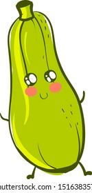 Cute zucchini, illustration, vector on white background.