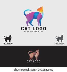 CuteCat logo design vector template
