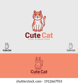 CuteCat logo design vector template