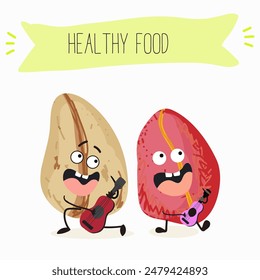 Cutecola nut characters, funny nuts, with different activities, outdoor, sports, musical instrument. 