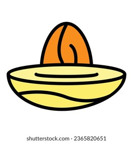 Cuted date fruit icon outline vector. Food palm. Arabic hand color flat