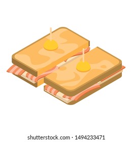 Cuted sandwich toast icon. Isometric of cuted sandwich toast vector icon for web design isolated on white background