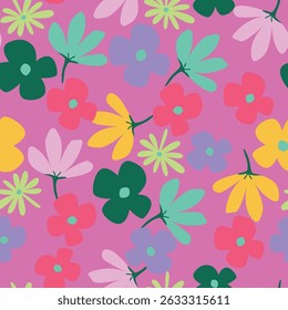 Lindo, ditsy sin fisuras, impresión, patrón floral, conversacional, patrón, coloridas flores doodle, dibujado a mano florales textil, tela, ropa, camiseta, Fondo de pantalla, embalaje, sudadera, niños, niñas, mujeres