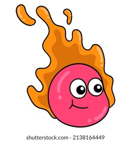 cute-faced fireball friendly smile, vector illustration art. doodle icon image kawaii.