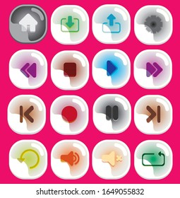 CUTE,FLUFFY,BUBBLY,SHINNY AND COLORFULL MEDIA PLAYER BUTTON DESIGN COLLECTION VECTOR PACK