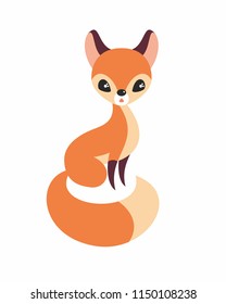 Cutefox in cartoon stile isolated on a white background. Childhood vector illustration.