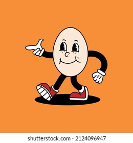 cutefunny eggs mascot in actions, eggs cartoon retro design. vector illustration